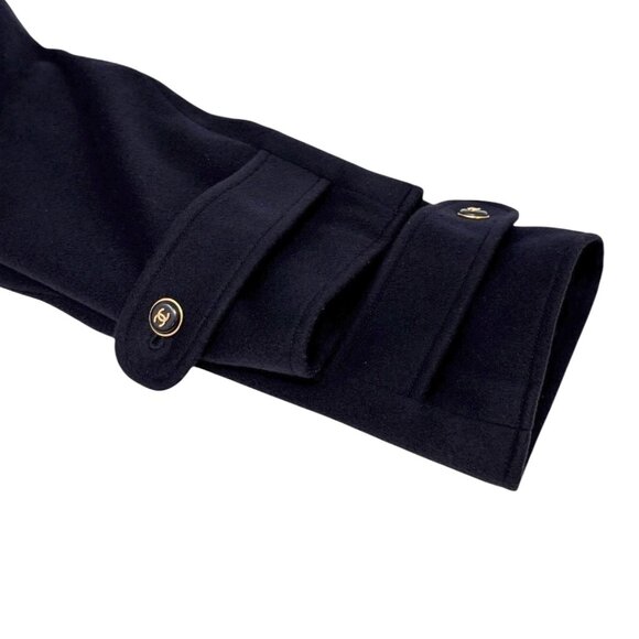 CHANEL Vinatage 95A CC Logo Button Coat Jacket #38 Cashmere Dark Blue [106350] - Picture 10 of 12